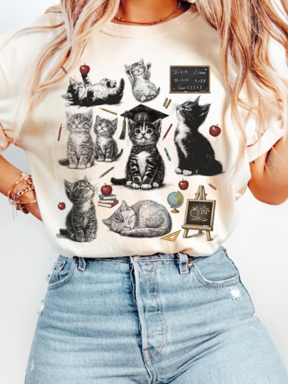 Teacher Cat Kitten Shirt - Picture 1 of 4